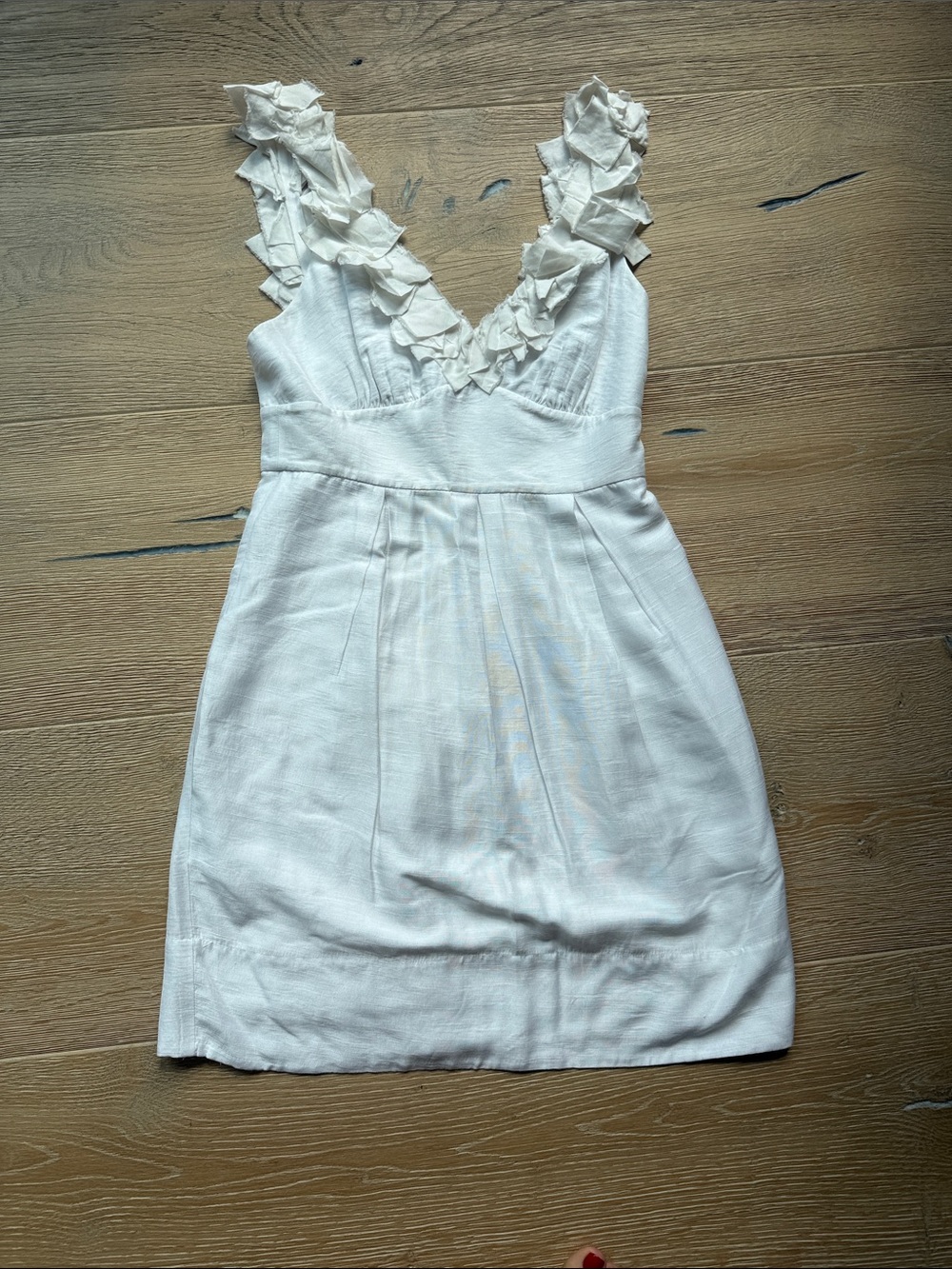 White Ruffle Strap V-Neck Summer Dress